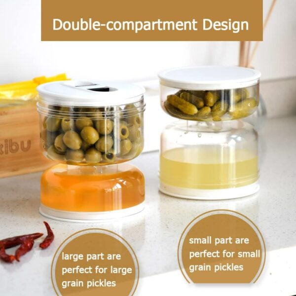 Home Kitchen Pickles Store Jar Dry and Wet Dispenser Pickle Olives Hourglass Jar Cucumber Container Food Juice Separator Tools - Image 2