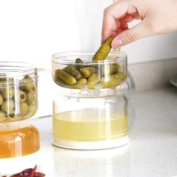 Home Kitchen Pickles Store Jar Dry and Wet Dispenser Pickle Olives Hourglass Jar Cucumber Container Food Juice Separator Tools - Image 4