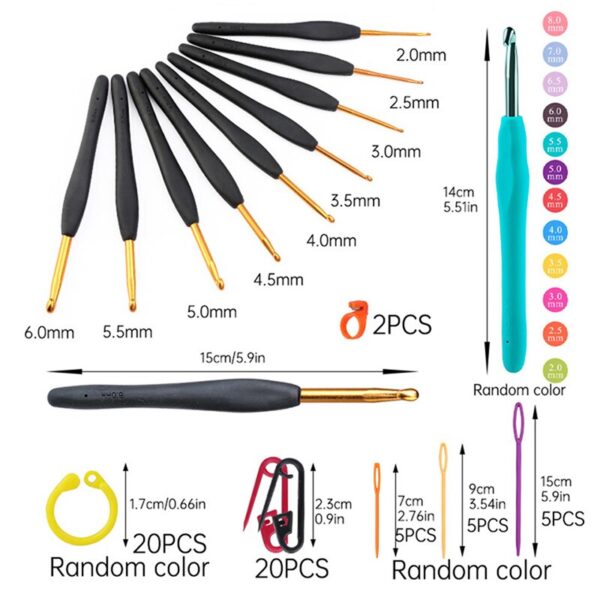 KRABALL Crochet Hooks Set Soft Handle Crochet Weave Knitting Needles Kit Needle Set Weave Craft Tools With Bag - Image 2