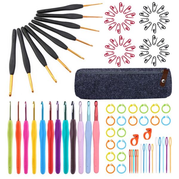 KRABALL Crochet Hooks Set Soft Handle Crochet Weave Knitting Needles Kit Needle Set Weave Craft Tools With Bag
