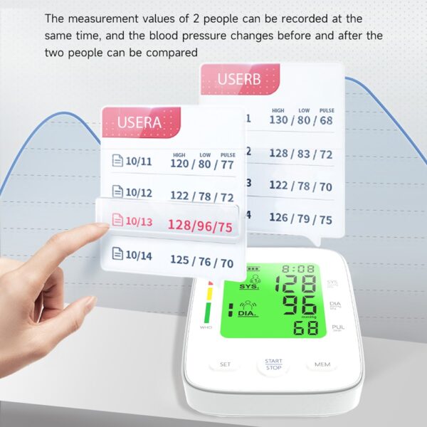 Kingclinic LCD Portable Upper Arm Blood Pressure Monitor Measurement Tool Portable Digital Tonometer Sphygmomanometer BP monitor - Image 3