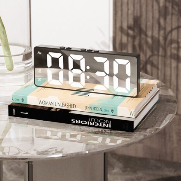 LED Mirror Table Clock Digital Alarm Snooze Display Time Desktop Electronic Table Clocks Desktop Clock - Image 2