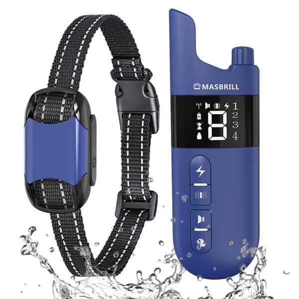 MASBRILL 800m Electric Dog Training Collar Light IP7 Waterproof Pet Remote Control With Shock Vibration Sound Function Collars
