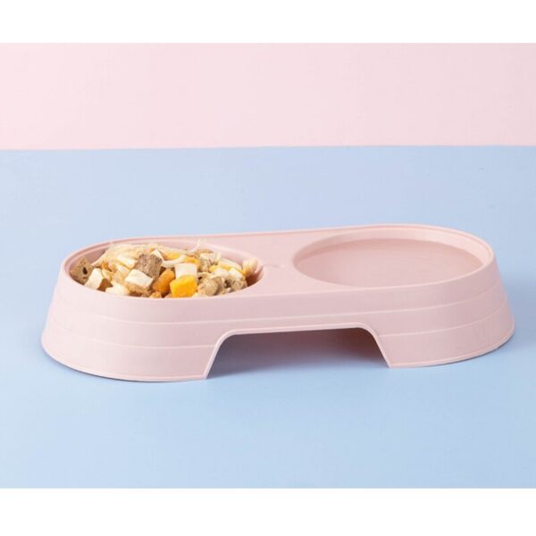 Macaron Pet Double Bowl Plastic Kitten Dog Food Drinking Tray Feeder Cat Feeding Pet Supplies Accessories - Image 2