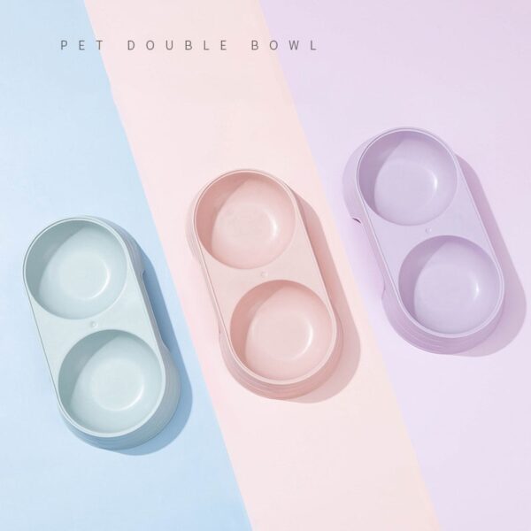 Macaron Pet Double Bowl Plastic Kitten Dog Food Drinking Tray Feeder Cat Feeding Pet Supplies Accessories