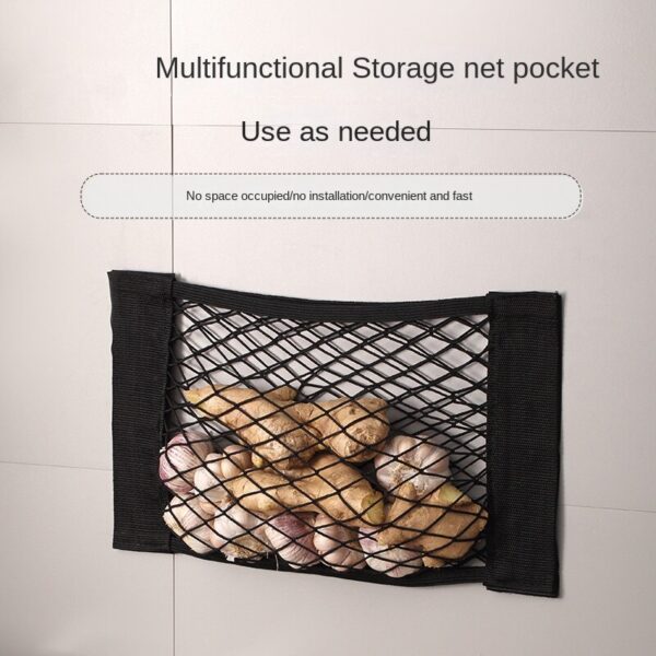 Multifunctional Wall-mounted Plastic Organizer with Velcro Garbage Bag Holder for Kitchen and Home - Image 2