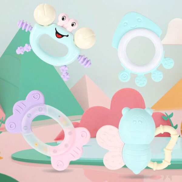 Newborn Rattle Teether Toys Baby 0 To 12 Months Child Teething Toy High Temperature Boiled Bed Bell Cartoon Soothing Toy