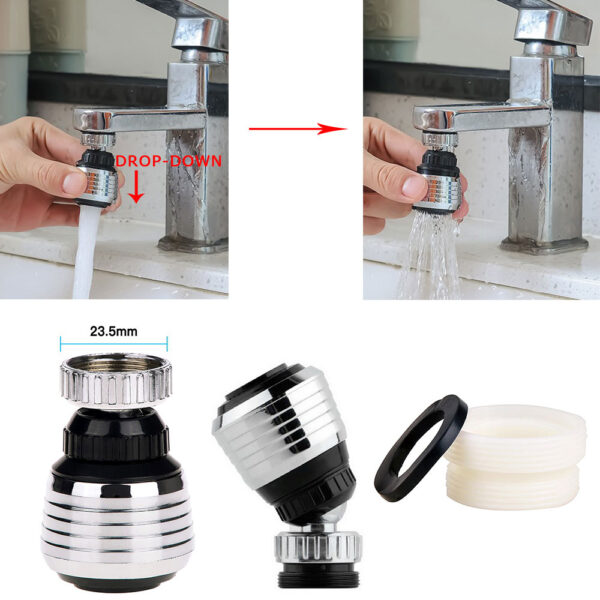 Oauee 360 Degree Swivel Kitchen Faucet Aerator Adjustable Dual Mode Sprayer Filter Diffuser Water Saving Nozzle Faucet Connector - Image 5