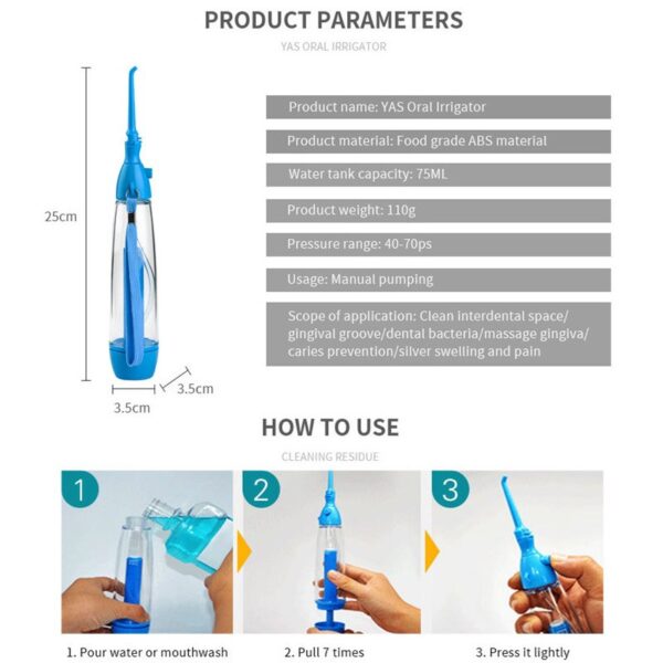 Oral Irrigator Teeth Cleaner Water Jet Tooth Health Water Non-electric Household Portable Oral Irrigator Flossing LV160 New - Image 3