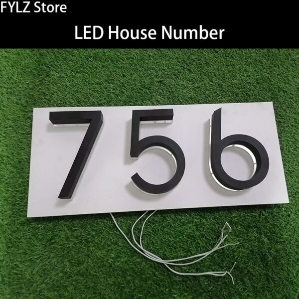 Outdoor Sign 3D LED House Numbers Light Home Number with Backlight Address Apartment Number Plate Stainless Steel Luminous Metal - Image 3