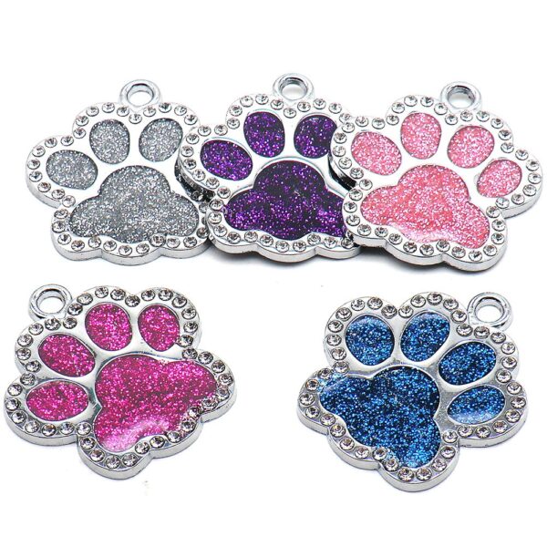 Personalized Dog Cat Tags Engraved Cat Dog Puppy Pet ID Name Collar Tag Pendant Pet Accessories Paw Glitter Pendant - Image 6