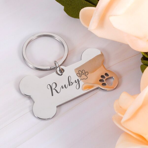 Personalized Pet Dog Tags Shiny Mirror Bone ID Tags Engraving Name Kitten Puppy Anti-lost Collar Tag for Dog Cat Nameplate Pets - Image 4