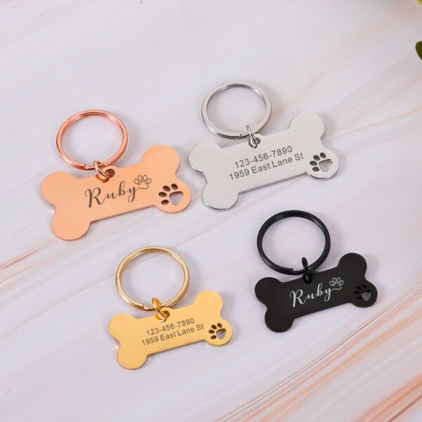 Personalized Pet Dog Tags Shiny Mirror Bone ID Tags Engraving Name Kitten Puppy Anti-lost Collar Tag for Dog Cat Nameplate Pets - Image 5