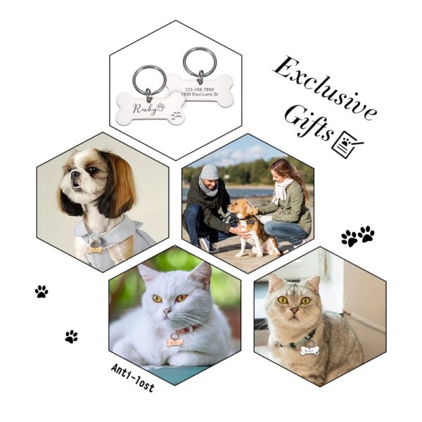 Personalized Pet Dog Tags Shiny Mirror Bone ID Tags Engraving Name Kitten Puppy Anti-lost Collar Tag for Dog Cat Nameplate Pets - Image 6