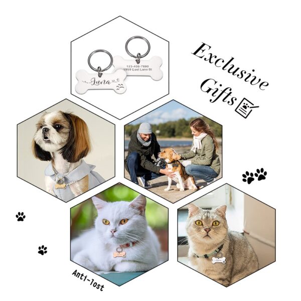 Personalized Pet Dog Tags Shiny Steel Free Engraving Kitten Puppy Anti-lost Collars Tag for Dog Cat Nameplate Pet Accessoires - Image 2