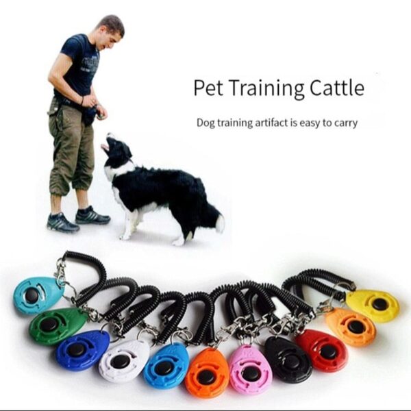 Pet Cat Dog Training Clicker Plastic New Dog Click Trainer Portable Auxiliary Adjustable Wristband Sound Key Chain Dog Supplies