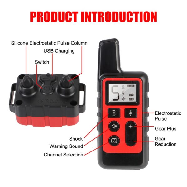 Pet Remote Control Waterproof Shock Vibration Sound 500m Electric Dog Training Collar for All Size Dogs Rechargeable - Image 3
