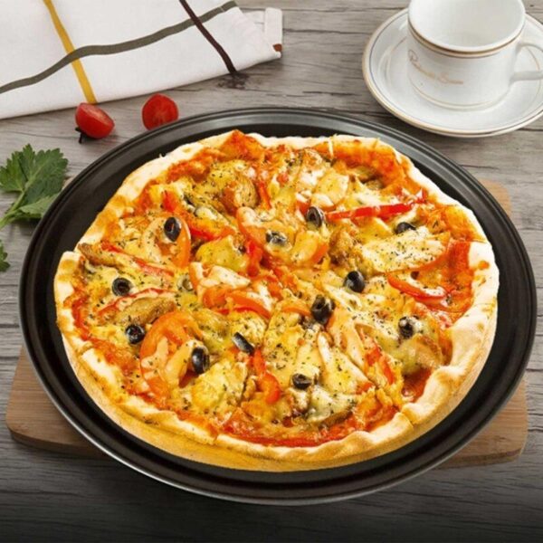 Pizza Pan with Holes Carbon Steel Perforated Baking Pan Round Pizza Crispy Crust Tray Bakeware Set Cooking Accessories - Image 2