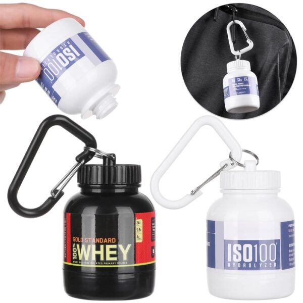 Portable Mini Protein Powder Bottles with Keychain Health Funnel Medicine Box Container Small Water Cup Outdoor Sport Storage - Image 3