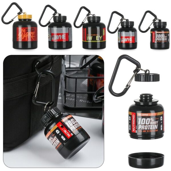 Portable Mini Protein Powder Bottles with Keychain Health Funnel Medicine Box Container Small Water Cup Outdoor Sport Storage - Image 5