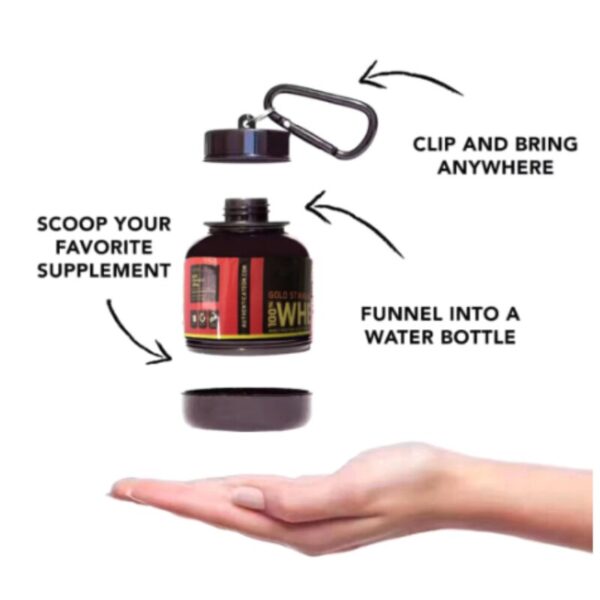 Portable Protein Powder Container Pill Organizer Protein Keychain Sport Nutrition Water Bottle Sport Whey Protein Supplement Cup - Image 2