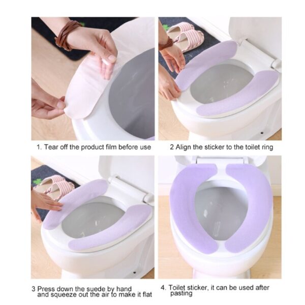 Purpe Reuseable Soft Toilet Seat Cover New Useful Toilet Mat Seat Cover Pad Washroom Warm Washable Health Sticky Household - Image 3