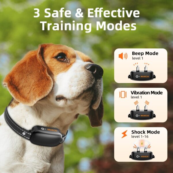 ROJECO Electric Dog Training Collar 3300ft Remote Control IPX7 Waterproof Vibrator Electric Pet Puppy Dog Bark Stop Shock Collar - Image 3