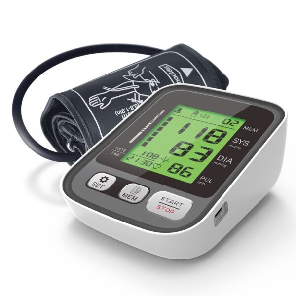 Upper Arm Blood Pressure Monitor Automatic Digital Blood Pressure Monitor Cuff Home BP with Large LCD colored 3 color display