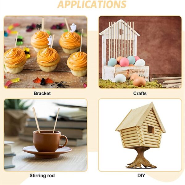 Wooden Craft Sticks Bulk, Wood Sticks for Crafts, Wooden Sticks for Crafting, Wood Dowels for Crafting Wooden Stick - Image 6